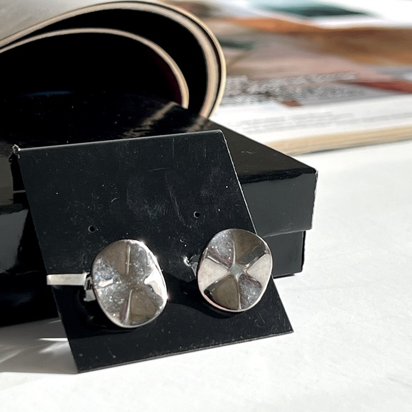 IPPOLITA Stering Silver Mens Cufflinks Wavy Disc Disk .925